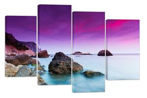 Модульная картина на холсте из четырех частей KIL Art Море Фиолетовое побережье 129x90 см (M4_L_372)