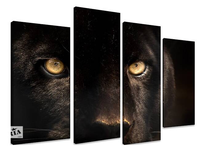 Модульна картина на полотні із чотирьох частин KIL Art Тварини Чорна пантера 129x90 см (M4_L_384)
