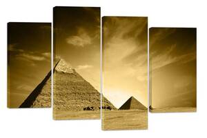 Модульная картина на холсте из четырех частей KIL Art Архитектура Загадочные пирамиды 129x90 см (M4_L_402)