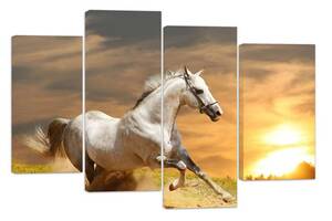 Модульна картина на полотні з чотирьох частин KIL Art Кінь Швидший за вітер 129x90 см (M4_L_408)