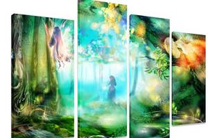 Модульная картина на холсте из четырех частей KIL Art Природа Волшебный лес 129x90 см (M4_L_411)