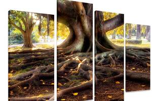 Модульна картина на полотні із чотирьох частин KIL Art Природа Старе дерево 129x90 см (M4_L_419)