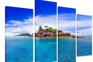 Модульная картина на холсте из четырех частей KIL Art Море Райский островок 129x90 см (M4_L_440)
