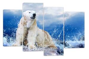 Модульна картина на полотні із чотирьох частин KIL Art Звір Білий ведмідь 129x90 см (M4_L_444)