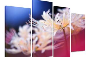 Модульна картина на полотні із чотирьох частин KIL Art Квіти Незвичайні квіти 129x90 см (M4_L_454)
