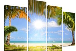 Модульна картина на полотні із чотирьох частин KIL Art Море Сонячний пляж 129x90 см (M4_L_459)