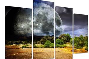 Модульна картина на полотні із чотирьох частин KIL Art Космос Великий місяць 129x90 см (M4_L_460)