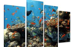 Модульна картина на полотні із чотирьох частин KIL Art Море Кораловий риф 129x90 см (M4_L_461)