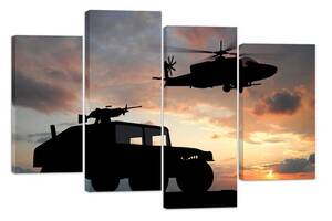 Модульная картина на холсте из четырех частей KIL Art Транспорт Военная техника 129x90 см (M4_L_470)