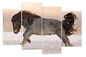 Модульная картина на холсте из четырех частей KIL Art Конь Северная лошадь 129x90 см (M4_L_483)
