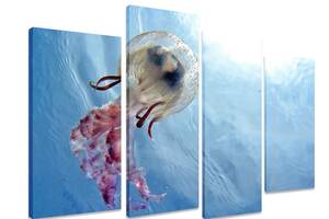 Модульная картина на холсте из четырех частей KIL Art Море Медуза 129x90 см (M4_L_533)