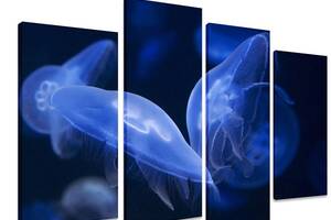 Модульная картина на холсте из четырех частей KIL Art Море Необычные медузы 129x90 см (M4_L_537)