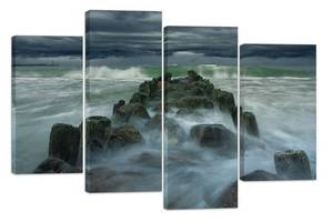 Модульная картина на холсте из четырех частей KIL Art Море Волнорез 129x90 см (M4_L_545)