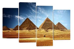 Модульна картина на полотні із чотирьох частин KIL Art Єгипет Подорожник біля пірамід 129x90 см (M4_L_546)