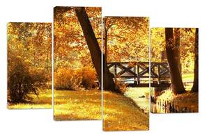 Модульная картина на холсте из четырех частей KIL Art Деревья Осенний парк 129x90 см (M4_L_556)