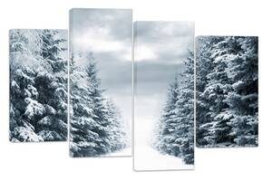 Модульная картина на холсте из четырех частей KIL Art Снег Снежныя дорога 89x56 см (M4_M_246)