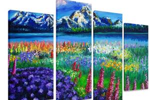 Модульная картина на холсте из четырех частей KIL Art Цветы Цветущий луг 89x56 см (M4_M_274)