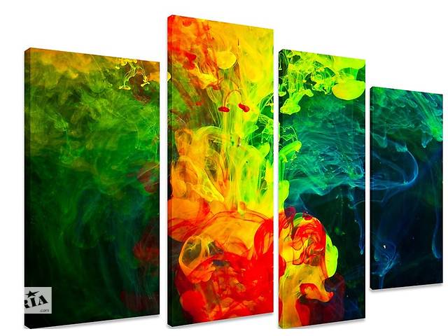 Модульная картина на холсте из четырех частей KIL Art Абстракция Экспрессия красок 89x56 см (M4_M_282)