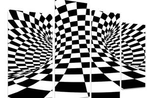 Модульная картина на холсте из четырех частей KIL Art Абстракция Шахматная абстракция 89x56 см (M4_M_283)