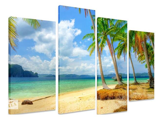 Модульная картина на холсте из четырех частей KIL Art Природа Тропический пляж 89x56 см (M4_M_289)