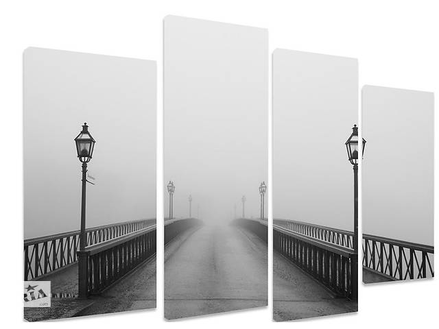 Модульная картина на холсте из четырех частей KIL Art Природа Туманный мост 89x56 см (M4_M_313)