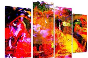 Модульна картина на полотні із чотирьох частин KIL Art Абстракція Яскрава абстрактність 89x56 см (M4_M_330)
