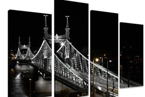 Модульная картина на холсте из четырех частей KIL Art Река Великолепный мост 89x56 см (M4_M_331)
