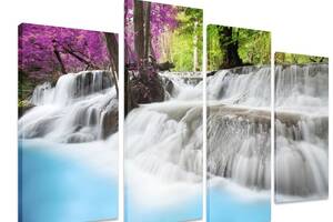 Модульна картина на полотні із чотирьох частин KIL Art Природа Райський водоспад 89x56 см (M4_M_339)
