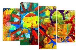Модульна картина на полотні із чотирьох частин KIL Art Абстракція Яскравий малюнок 89x56 см (M4_M_366)