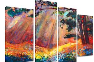 Модульная картина на холсте из четырех частей KIL Art Природа Пёстрый пейзаж 89x56 см (M4_M_367)