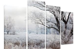 Модульная картина на холсте из четырех частей KIL Art Зима Белый иней 89x56 см (M4_M_381)