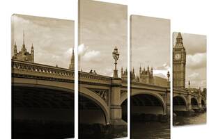 Модульная картина на холсте из четырех частей KIL Art Город Лондон 89x56 см (M4_M_386)
