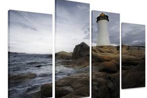 Модульная картина на холсте из четырех частей KIL Art Море Маяк 89x56 см (M4_M_388)
