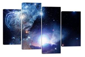 Модульна картина на полотні із чотирьох частин KIL Art Космос Загадковий космос 89x56 см (M4_M_390)
