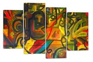 Модульная картина на холсте из четырех частей KIL Art Абстракция Сложные линии 89x56 см (M4_M_409)
