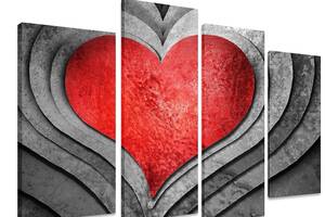 Модульная картина на холсте из четырех частей KIL Art Любовь Железное сердце 89x56 см (M4_M_412)