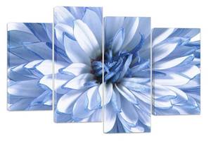 Модульна картина на полотні із чотирьох частин KIL Art Квіти Синьо-біла квітка 89x56 см (M4_M_424)