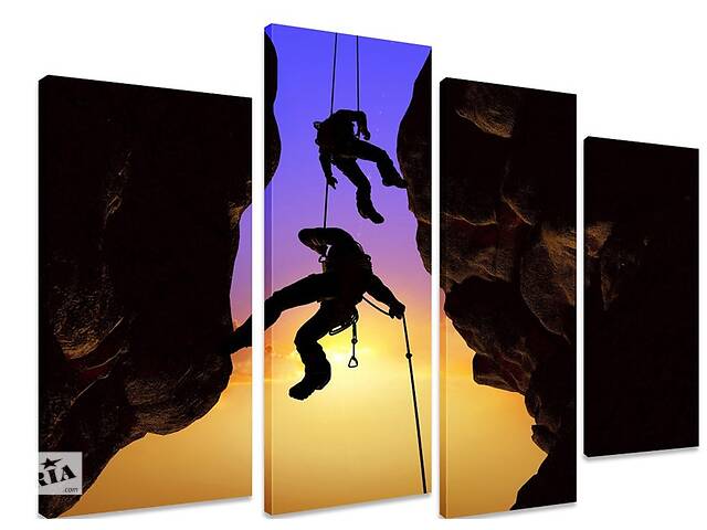 Модульная картина на холсте из четырех частей KIL Art Спорт Скалолазы 89x56 см (M4_M_437)
