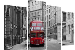 Модульная картина на холсте из четырех частей KIL Art Автобус Лондонский бас 89x56 см (M4_M_443)