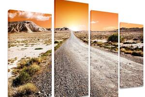 Модульная картина на холсте из четырех частей KIL Art Природа Дорога в пустыне 89x56 см (M4_M_451)