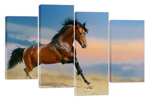 Модульная картина на холсте из четырех частей KIL Art Конь Бег лошади 89x56 см (M4_M_477)