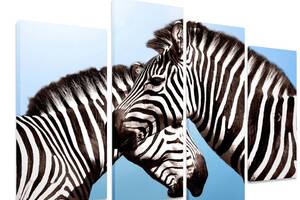 Модульная картина на холсте из четырех частей KIL Art Животные Пара зебр 89x56 см (M4_M_481)
