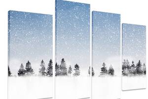 Модульная картина на холсте из четырех частей KIL Art Зима Снежная даль 89x56 см (M4_M_492)