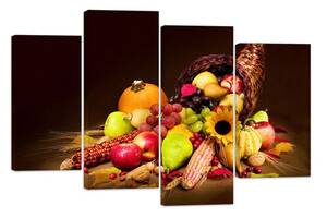 Модульна картина на полотні із чотирьох частин KIL Art Овочі Вітамінний натюрморт 89x56 см (M4_M_516)