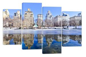 Модульна картина на полотні із чотирьох частин KIL Art Місто Зимовий Нью-Йорк 89x56 см (M4_M_528)