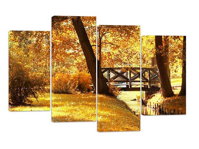 Модульная картина на холсте из четырех частей KIL Art Деревья Осенний парк 89x56 см (M4_M_556)