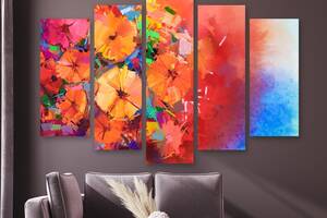 Модульная картина на холсте из пяти частей KIL Art Абстрактные красочные цветы 112x68 см (M5_M_216)