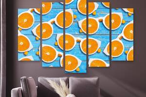Модульная картина на холсте из пяти частей KIL Art Апельсиновая абстракция 137x85 см (M51_L_204)