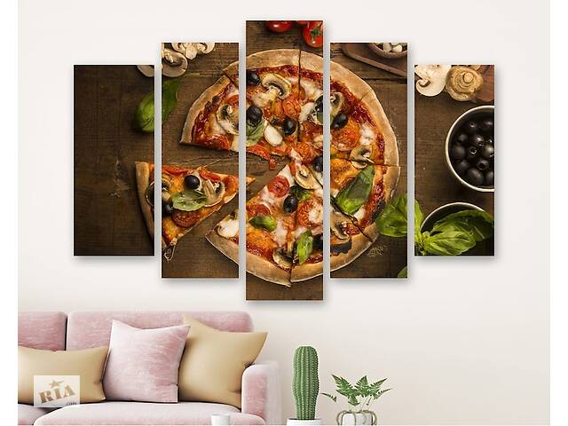 Модульная картина на холсте из пяти частей KIL Art Аппетитная пицца 187x119 см (M51_XL_109)