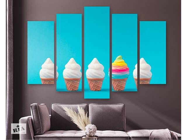 Модульная картина на холсте из пяти частей KIL Art Арт мороженое 112x68 см (M5_M_199)